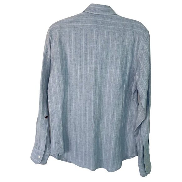 Envelop Striped Shirt Mens Blue Size Small Button Front Cotton Made In Canada - Picture 2 of 8